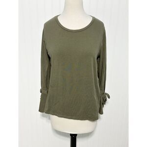 August Silk Women's‎ Crew Neck Tie Sleeve Pullover Top Olive Green Size Large